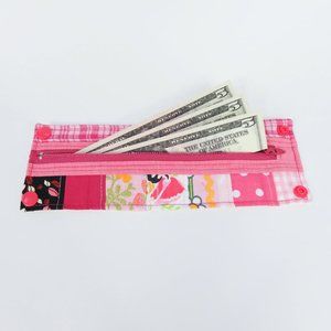 Fabric Cuff Bracelet - Wrist Wallet - Pink